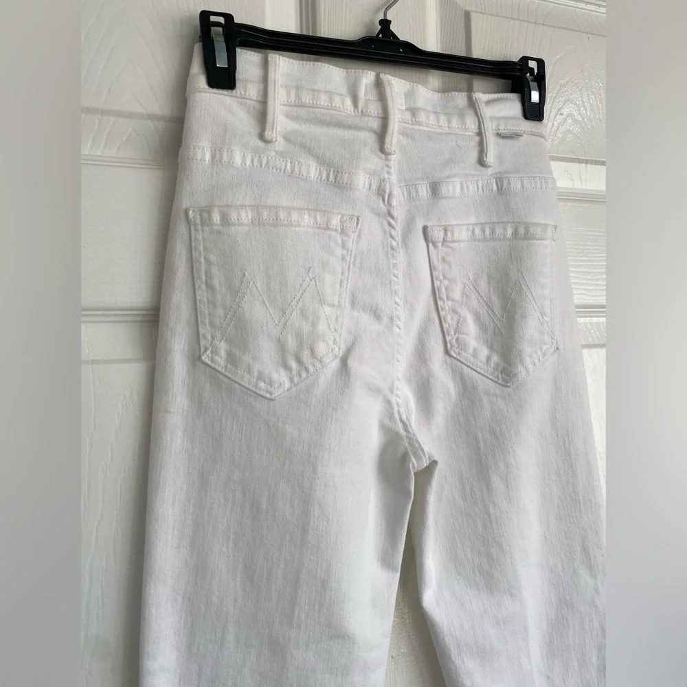 MOTHER The Hustler Ankle Fray In Fairest Of Them All White High Rise Jeans 24 - Picture 10 of 15